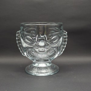 Vintage 2 Sided Happy Sad Face Footed Clear Cocktail Glass/Bowl