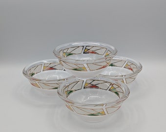 Set von vier gerippten Glas-Design Schalen 13,5 cm