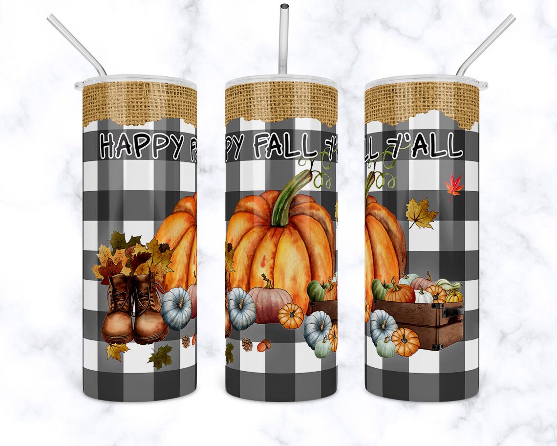 Happy fall Y'all Floral Old Truck 20 oz Skinny Tumbler Sublimation ...