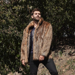 Fur neck coat mens best sale