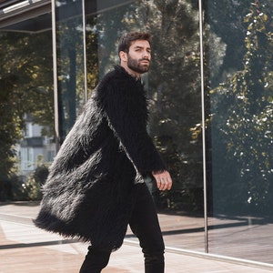 Black shag coat sales