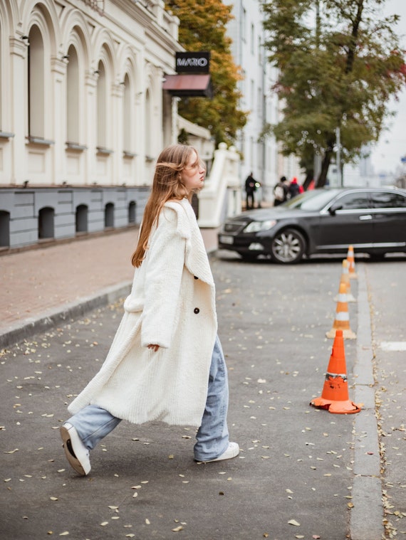 Long White Faux Fur Coat Woman Winter Jacket Maxi Robe Coat | Etsy
