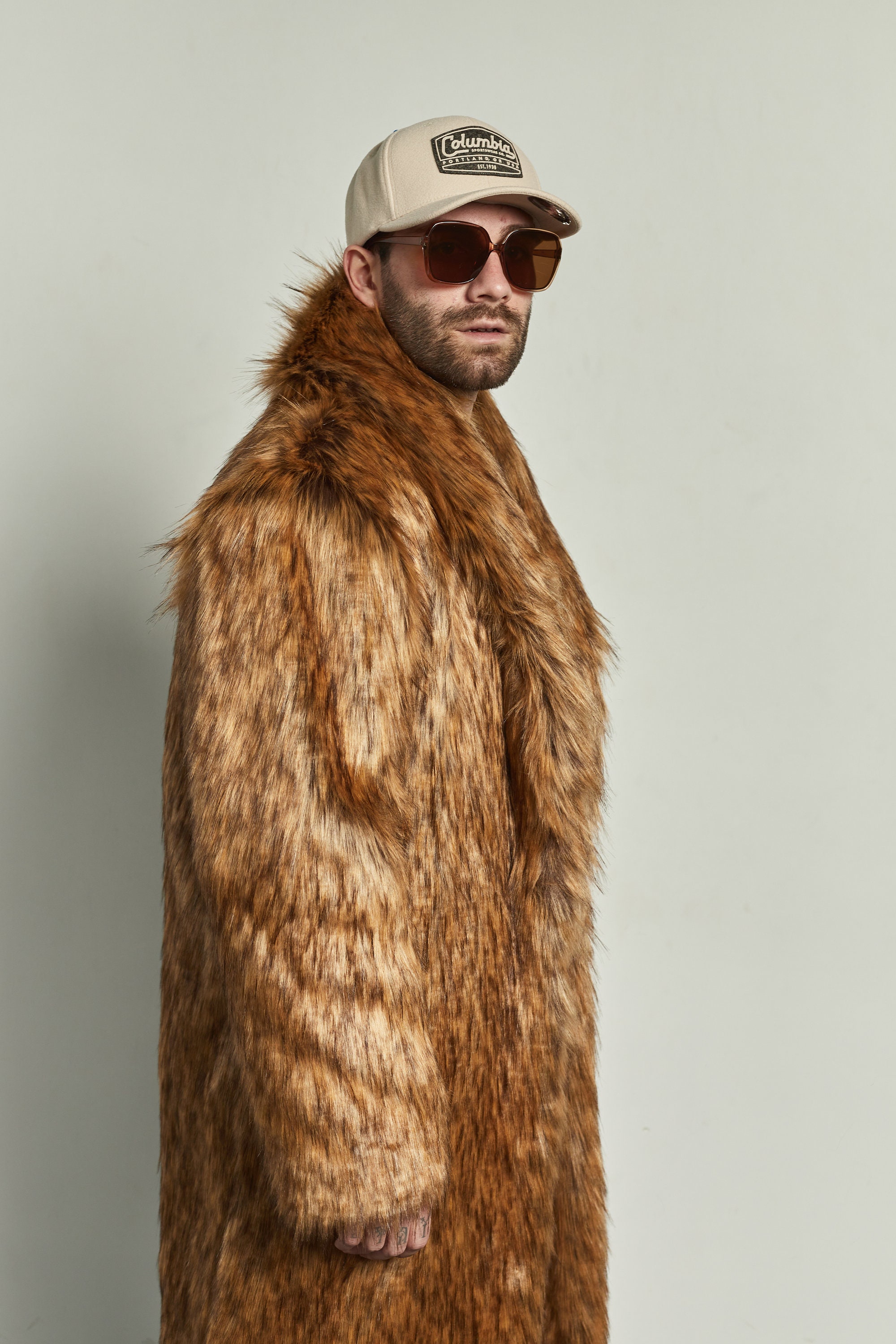 Faux Fox Fur Coat, Men's Long Shawl Collar Jacket - Etsy