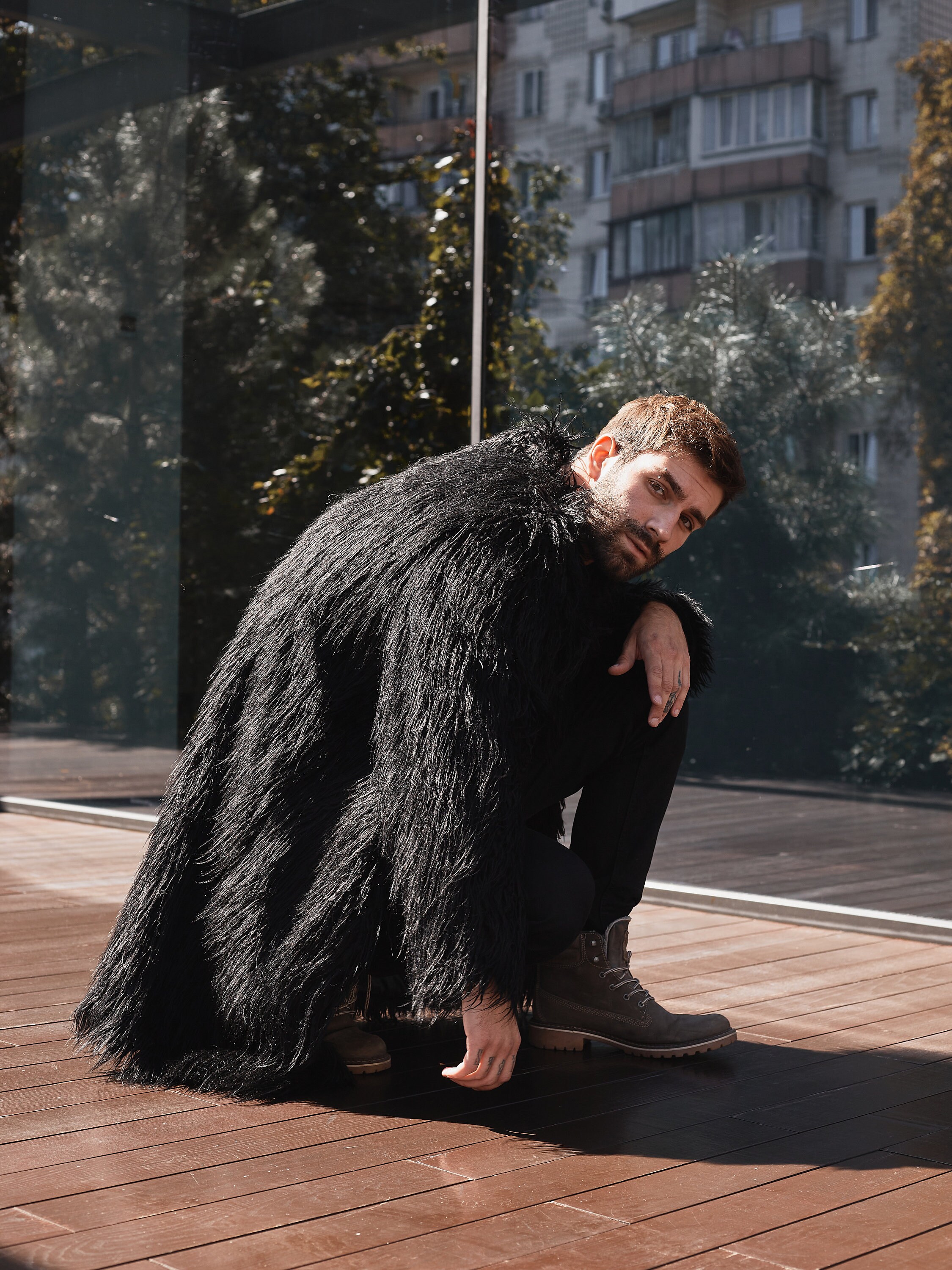 Men's Black Llama Faux Fur Coat, Shaggy Coat - Etsy
