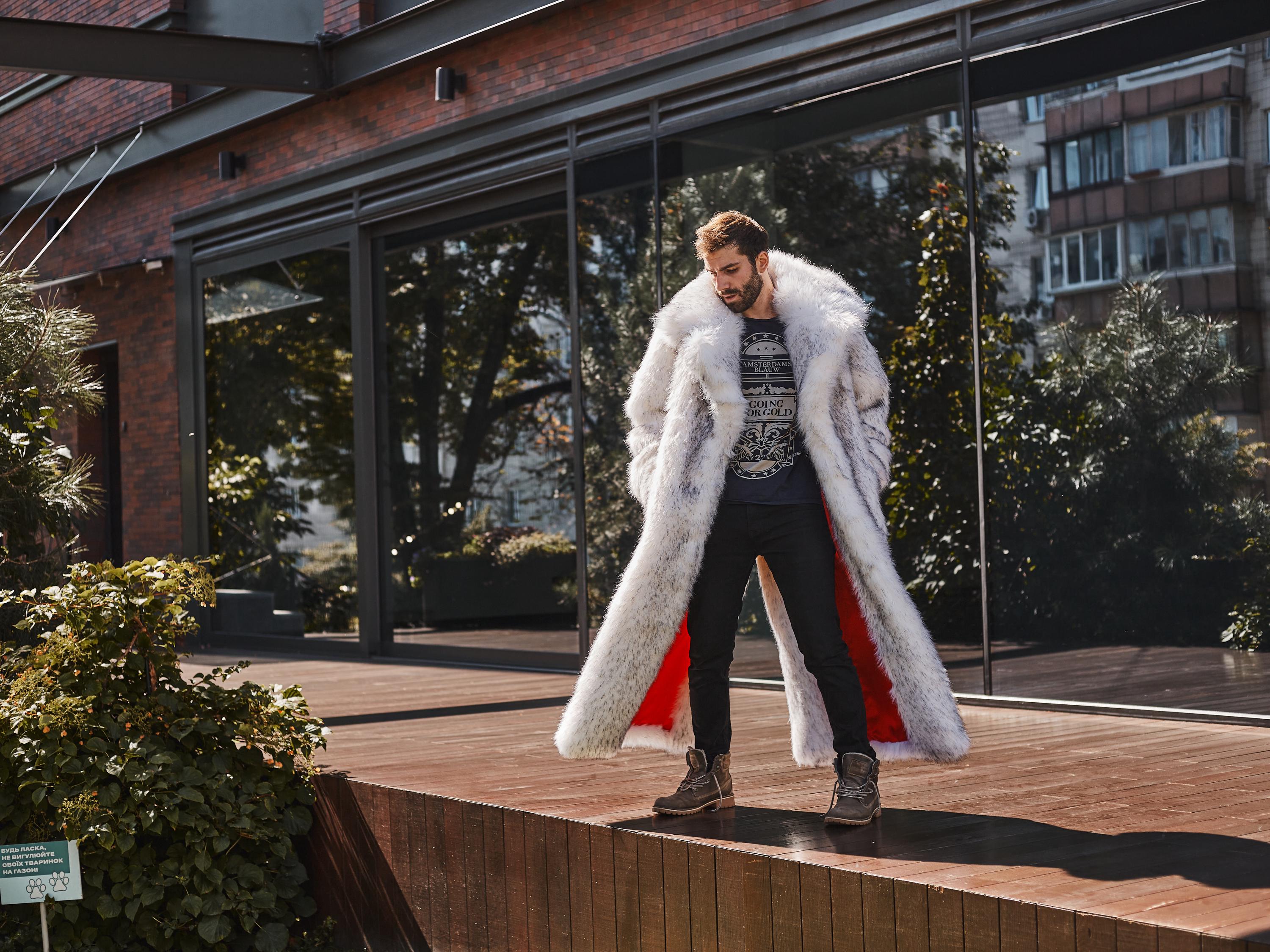 andwang White mix fake fur coat 【long】 andwang White mix fake fur coat long