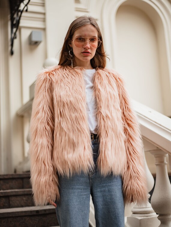 faux fur jacket blush