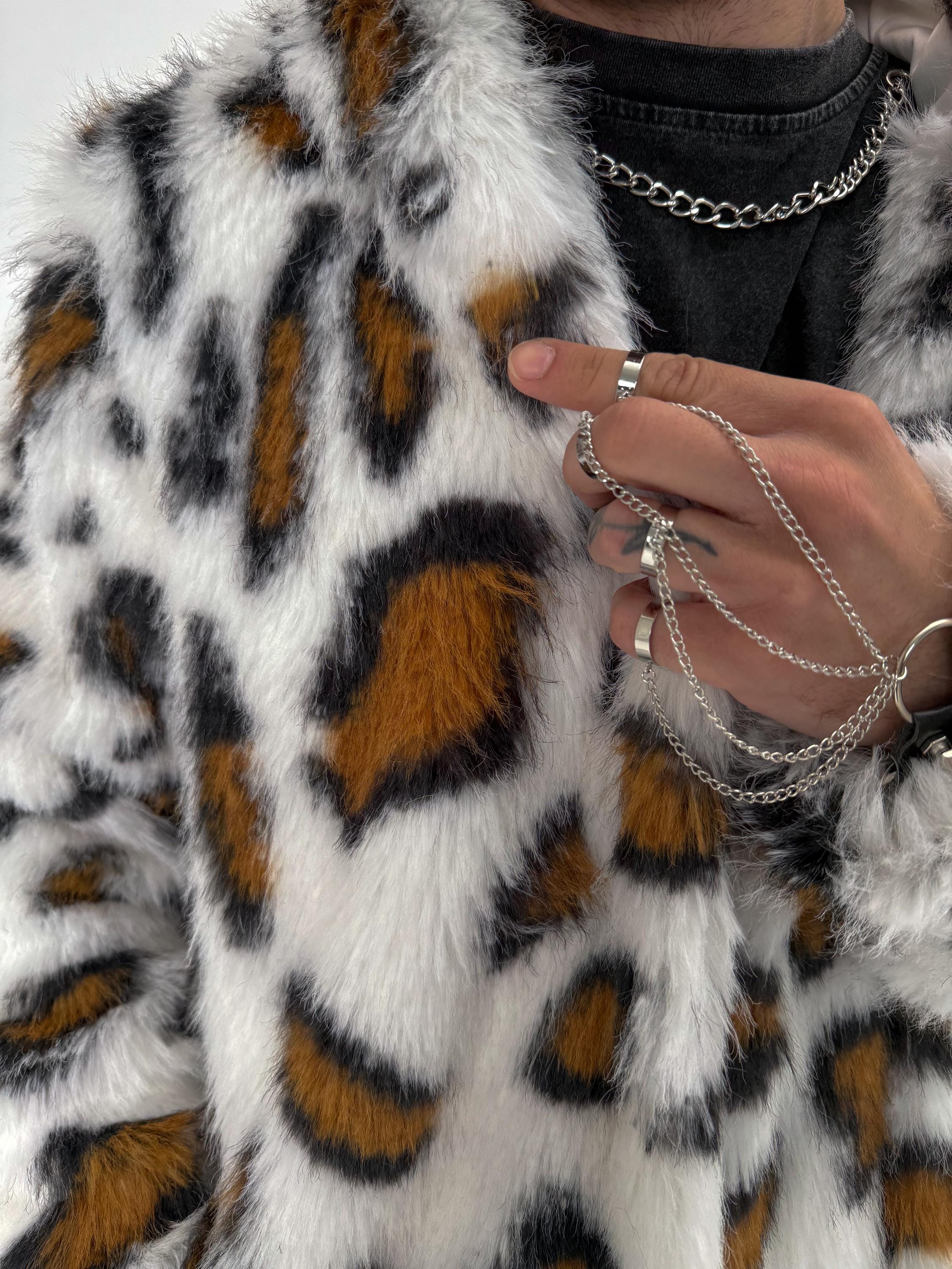 wild party leopard fur jacket vkei 黒豹 wild party leopard fur jacket vkei Wild Cheetah Faux Fur