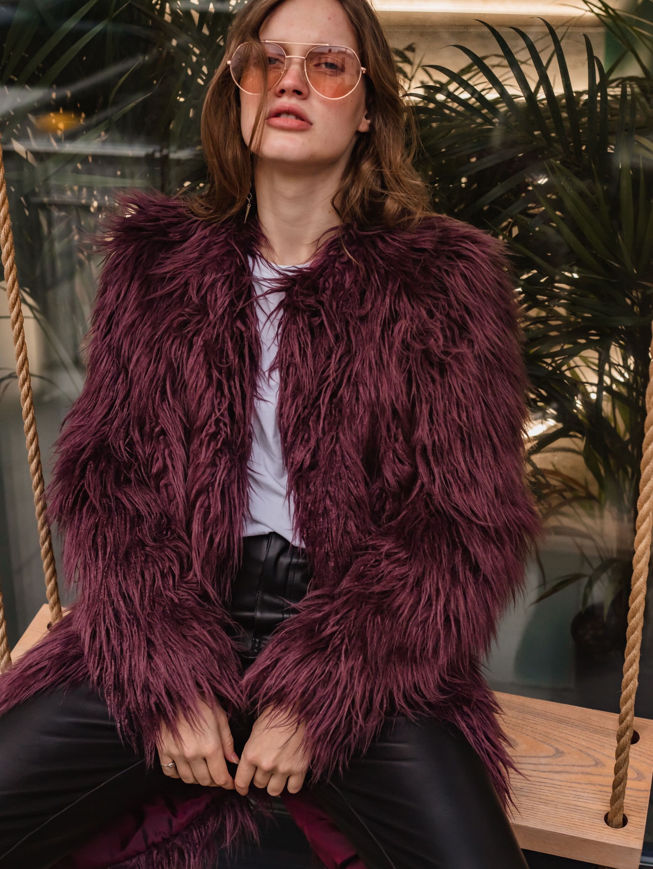 Purple Faux Fur Coat, Shaggy Plum Llama, Burning Man Coat Purple Faux Fur Coat, Shaggy Plum Llama, Burning Man Coat