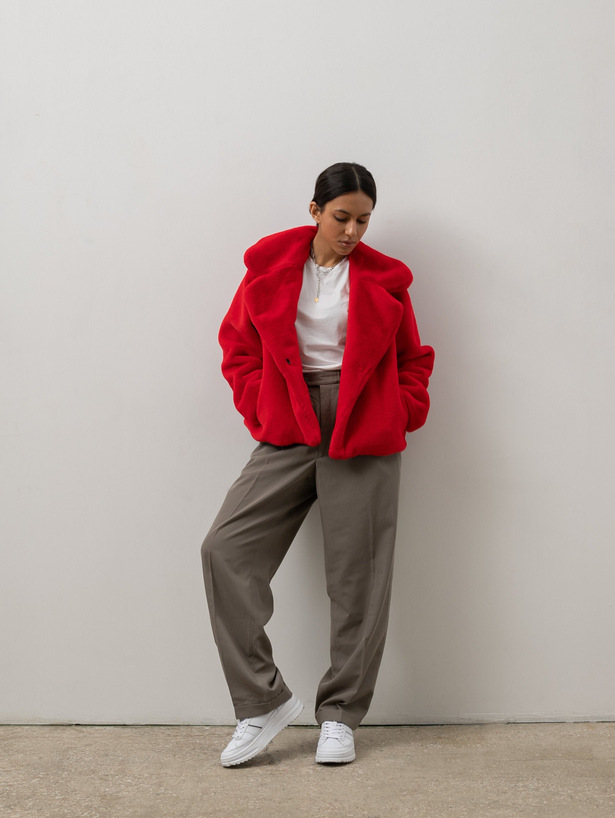 Red fur coat Etsy