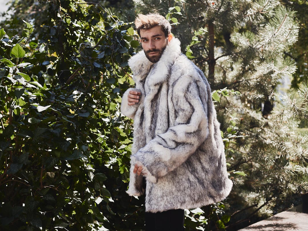 Bearskin Coat The Long Dark Wolf Coat Men's Faux Fur Coat With