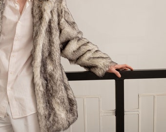 Grey Wolf Women's Faux Fur Jackets And Coats Furry Jackets