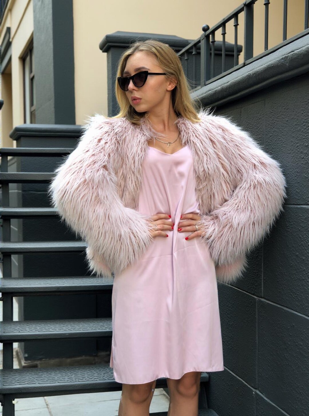 Pink Faux Fur Bolero Jacket Wedding Barbie Pink Faux Fur Bolero