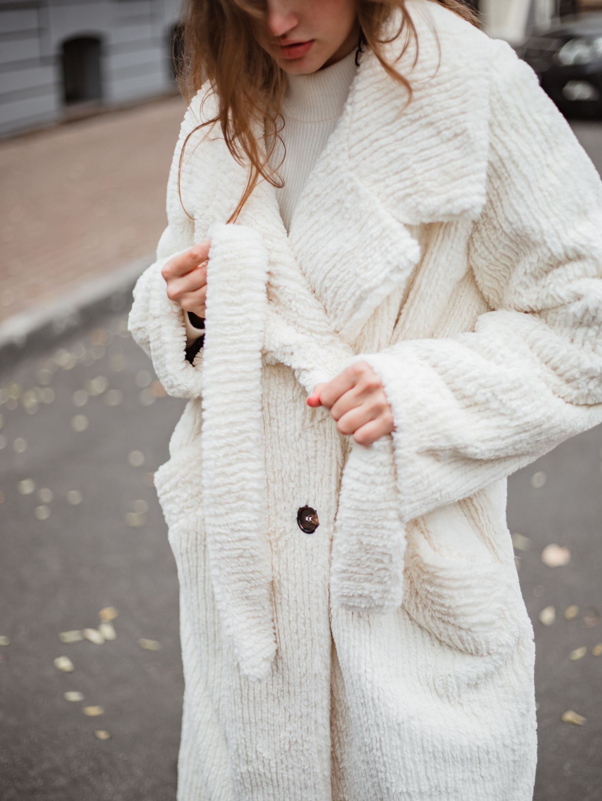 Long white faux fur coat woman winter jacket Maxi robe Etsy
