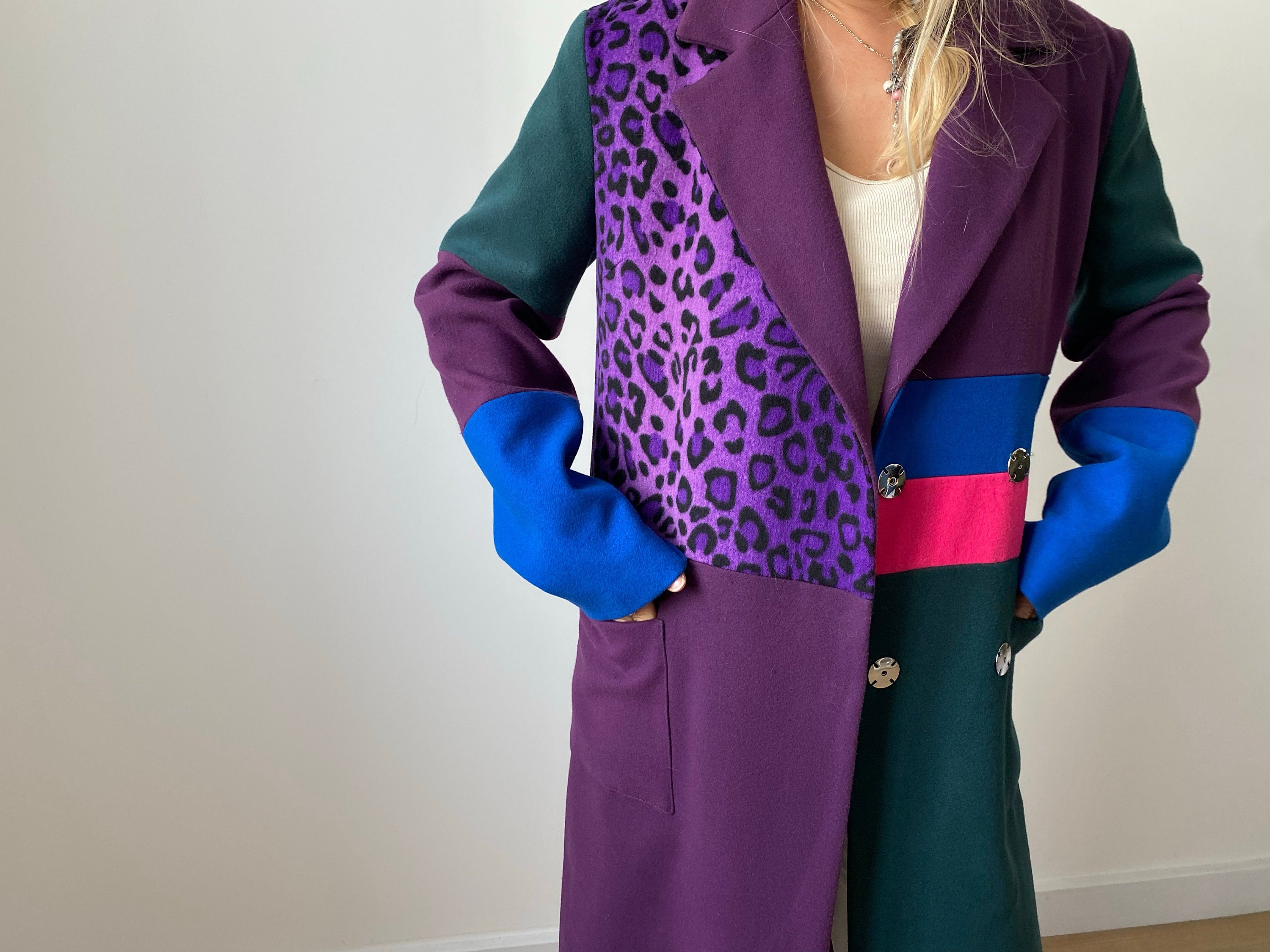 Cappotto viola a quadri Italia