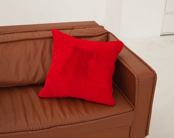 Fire red faux fur pillowcase, Soft touch cushion cover