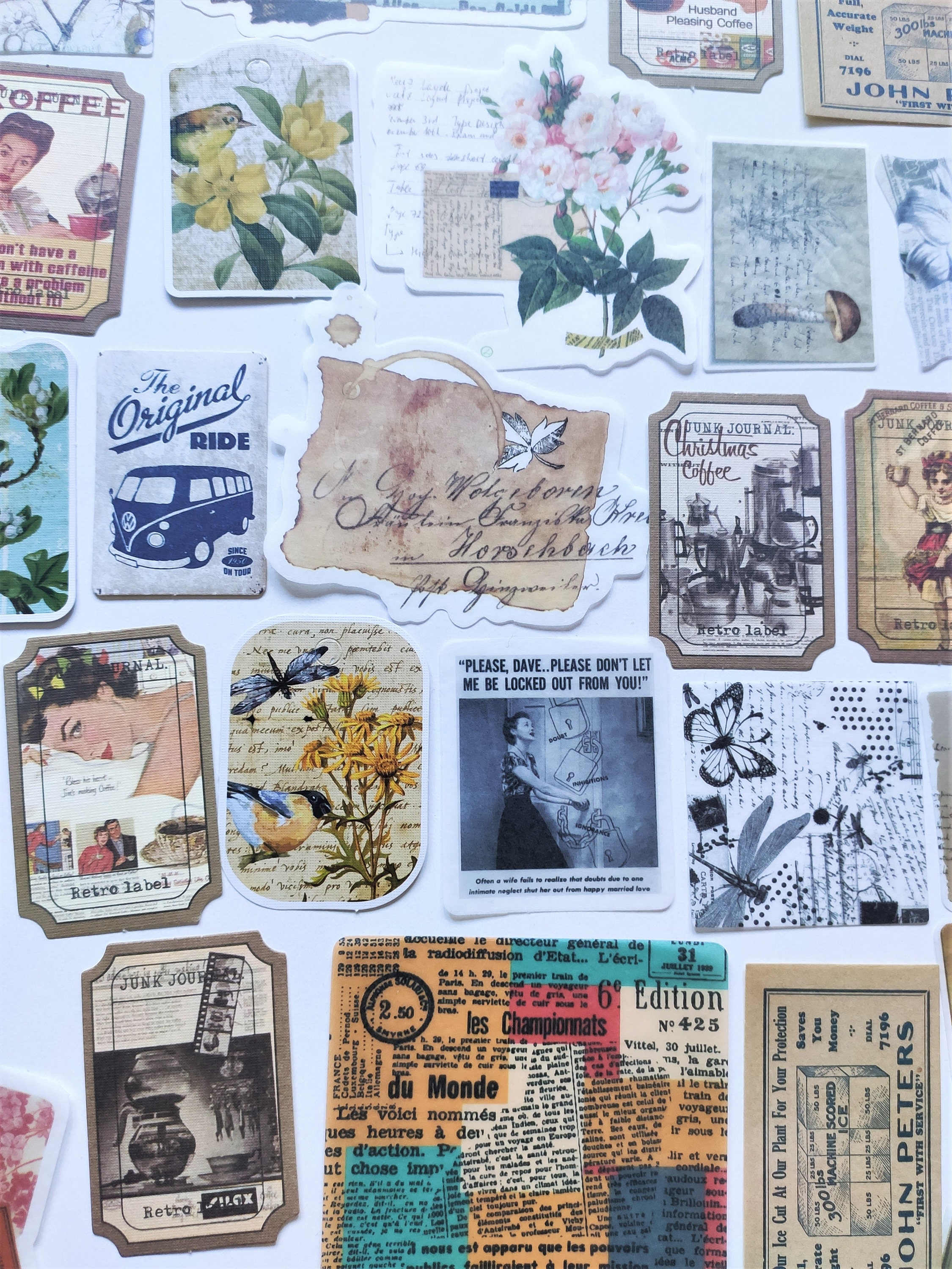 Retro Look Sticker Papercraft Aesthetic stickers pack Assorted stickers Vynil stickers ...