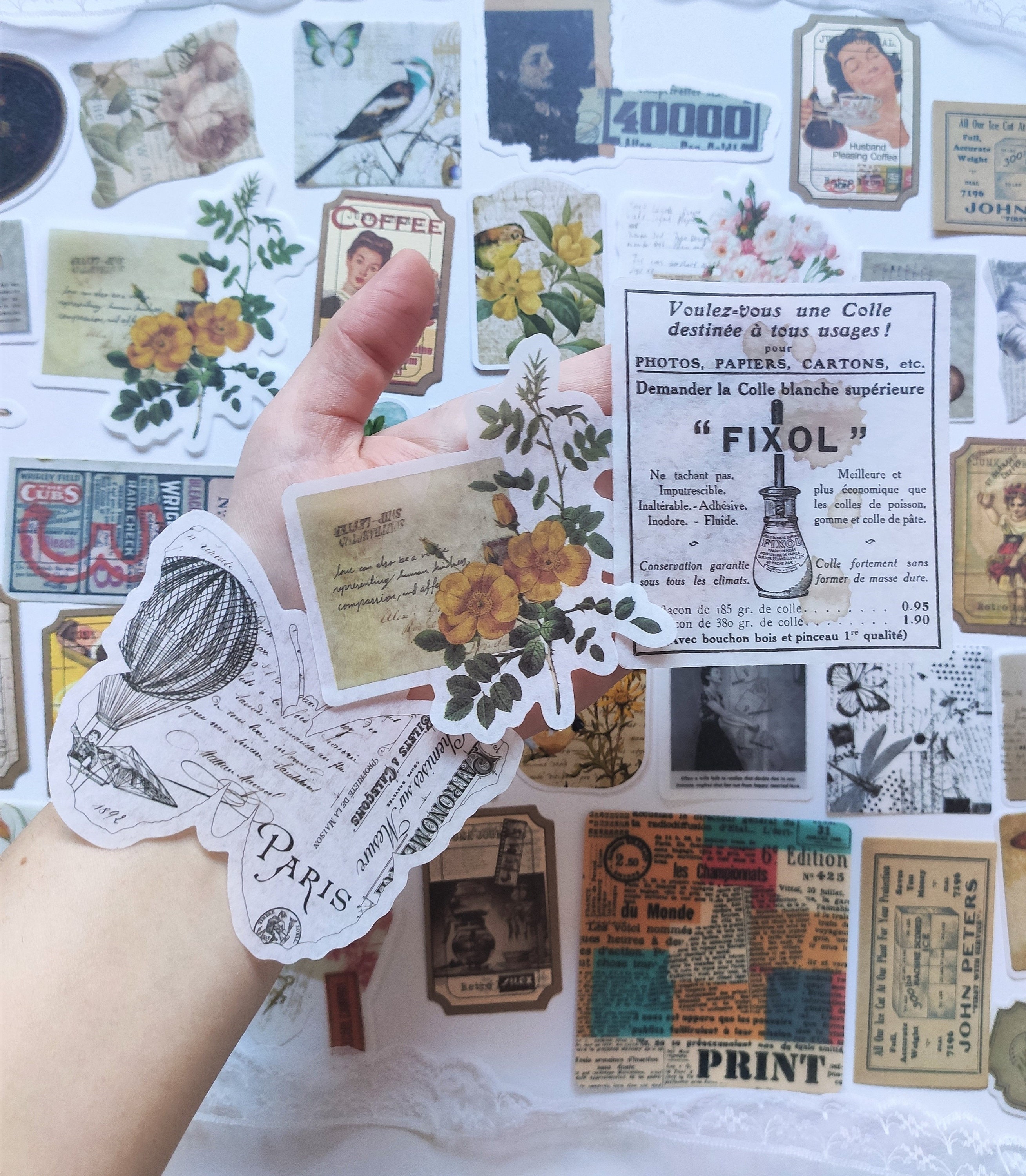 Retro Look Sticker Papercraft Aesthetic stickers pack Assorted stickers Vynil stickers ...