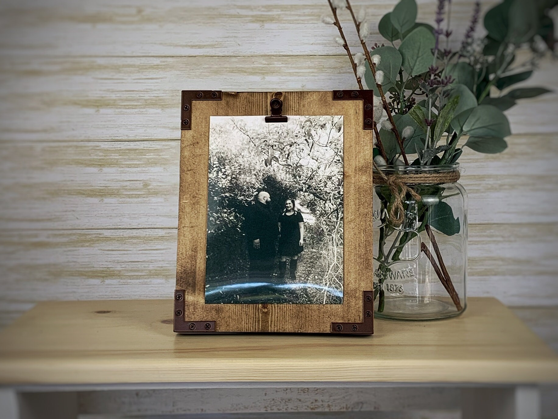 Rustic Clipboard Frame for a 4X6 Picture Frame With Rustic Clip Wood