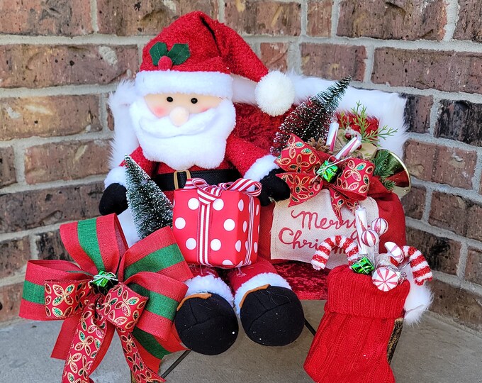 Santa Centerpiece, Santa Porch Decor, Santa Tablescape, Santa Decor ...