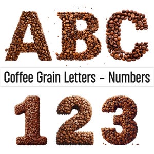 Coffee Letters Coffee Font Coffee Alphabet Png Doodle Letters Clipart Doodle Font 3D Alpha Sublimation Designs Digital Stickers