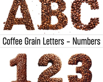 Lettres café police café Alphabet café Png Doodle lettres Clipart Doodle police 3D sublimation alpha dessins autocollants numériques