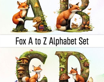 Renard Png Clipart Polices de renard alphabet Png Doodle lettres Alphabet renard Doodle animaux monogramme lettres sublimation Png
