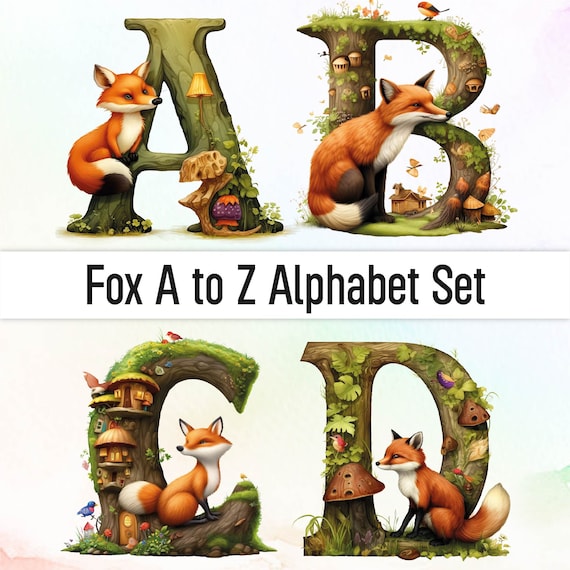 Fox Png Clipart Fox Font Alphabet Png Doodle Letters Fox Alphabet Animal Doodle Alphabet Monogram Letters Sublimation Png