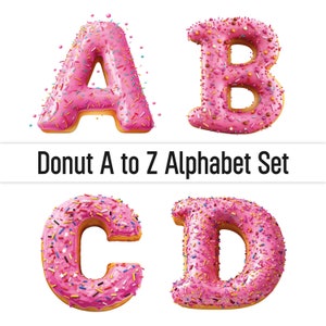 Donut Png Clipart Donut Alphabet Png Donut Letters Png Doodle Letters Dolci Sublimazione Disegni Png Bundle Clipart Bundle