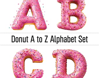 Donut Png Clipart Donut Alphabet Png Donut Letters Png Doodle Letters Sweet Sublimation Designs Png Bundle Clipart Bundle
