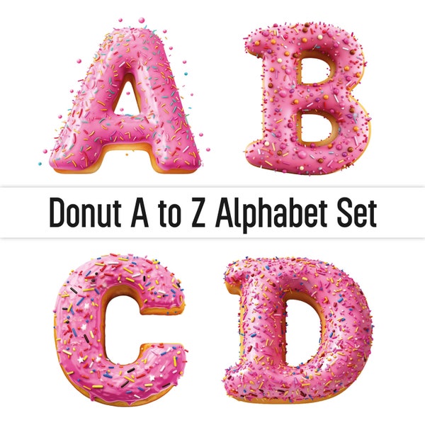 Donut Png Clipart Donut Alphabet Png Donut Letters Png Doodle Letters Sweet Sublimation Designs Png Bundle Clipart Bundle