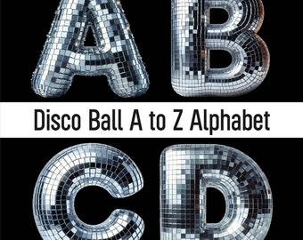 Clipart boule disco png polices de lettres disco alphabet png doodle lettres png doodle polices lettres 3D png autocollants numériques sublimation dessins
