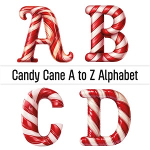 Bastón de caramelo Clipart Bastón de caramelo Png Alfabeto Clipart Dulces Clipart Dulces Png Letras del alfabeto Doodle Diseños de sublimación de monogramas