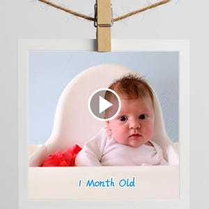 Cartes personnalisées d'événements marquants de bébé, vidéo, carte d'anniversaire de bébé, première année d'un an, signe fille garçon, photos d'un an, photos nouveau-né