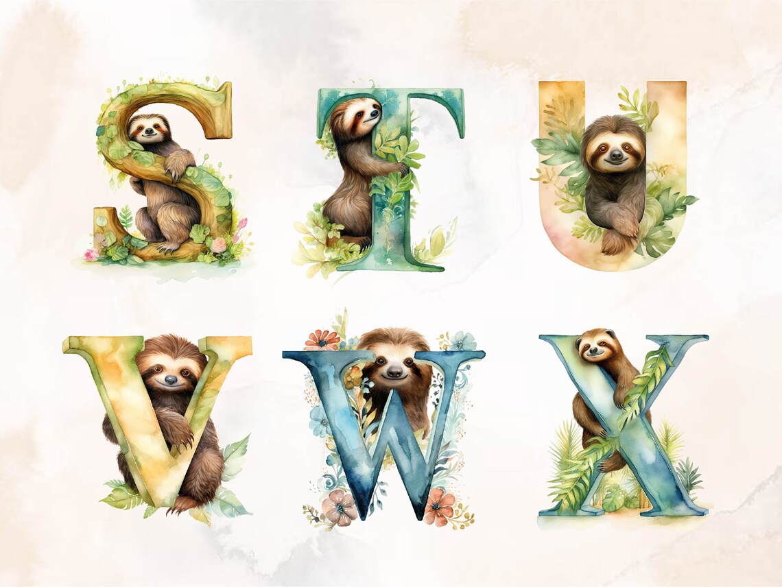  Faultier Png Faultier Clipart Faultier Alphabet Png Doodle Buchstaben Bildidee 