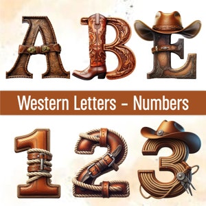 Clipart occidental Png Alfabeto de fuente occidental Png Letras occidentales Png Letras garabateadas Diseños de sublimación Png Paquete de imágenes prediseñadas Paquete