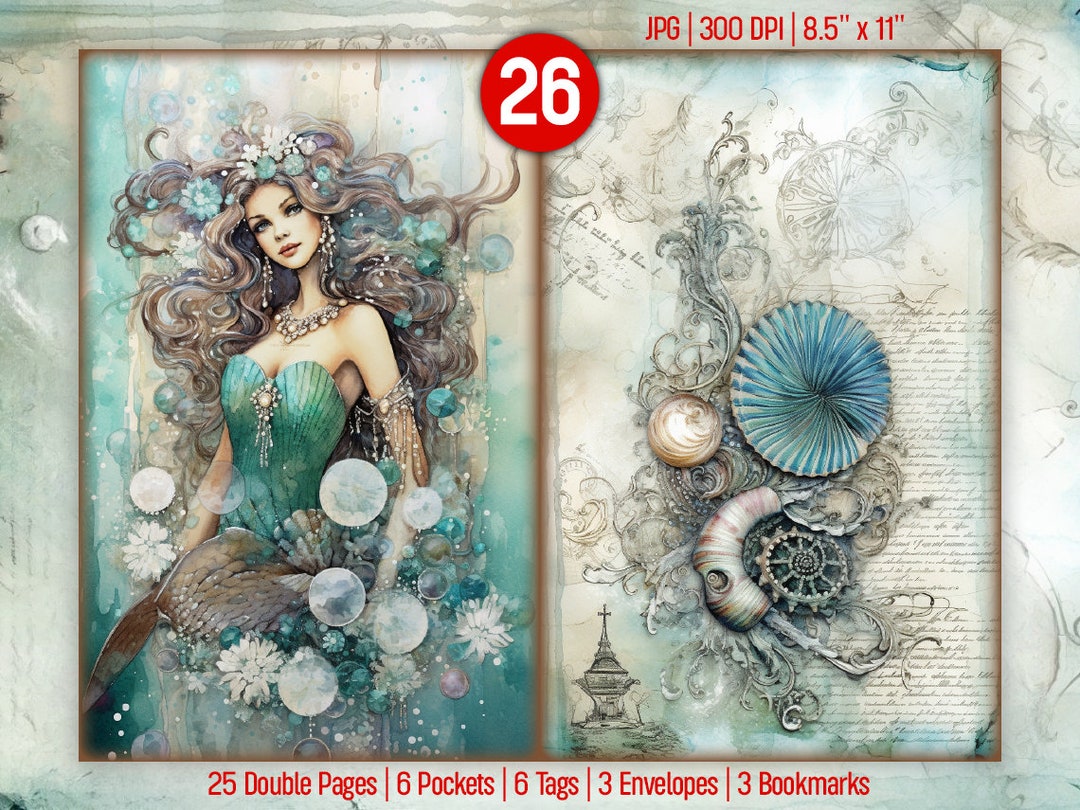 Mermaid Junk Journal Kit Junk Journal Printable Ocean Journal Sea Junk ...