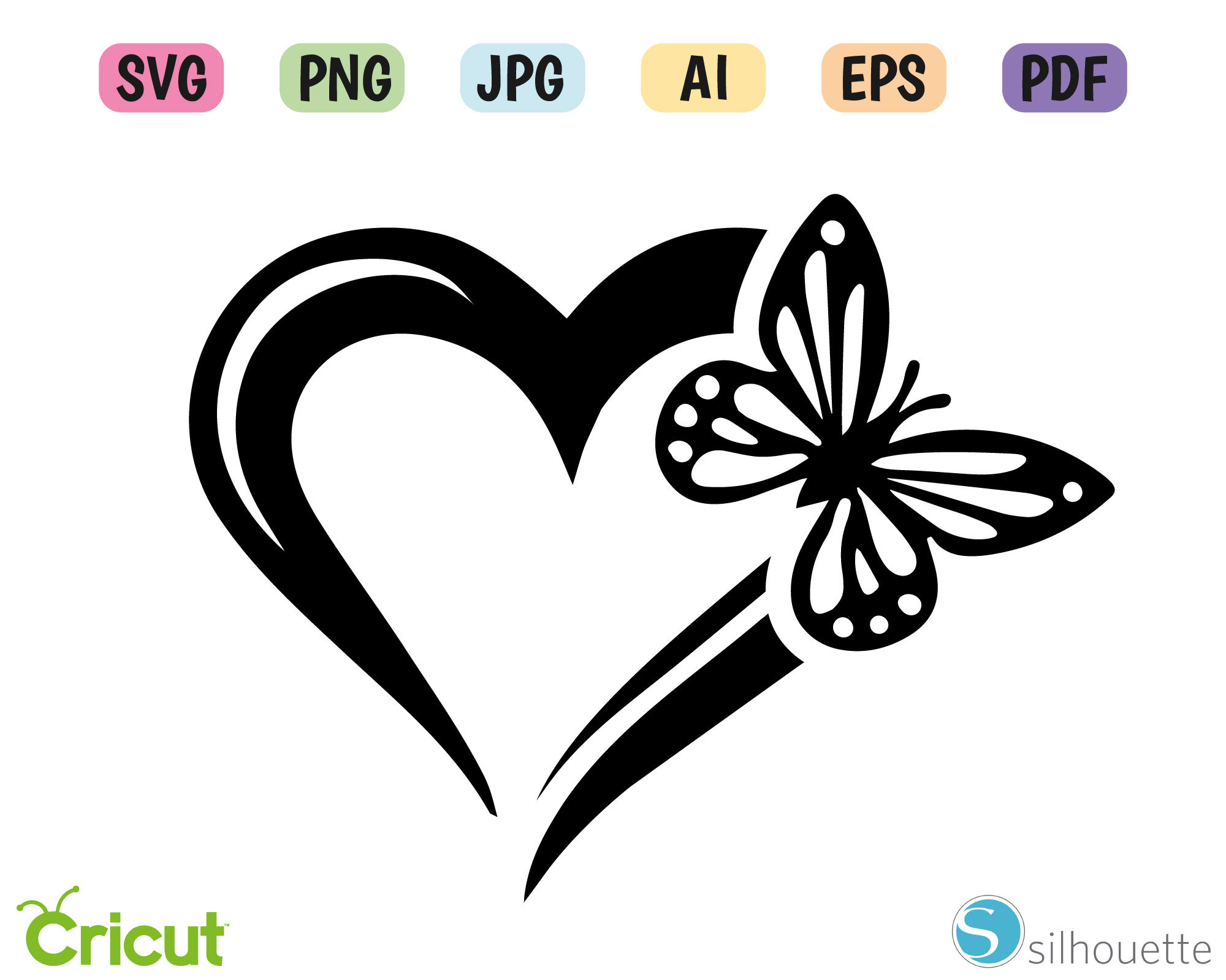 Butterfly Svg Love Svg Heart Svg Cricut Silhouette Eps | Etsy