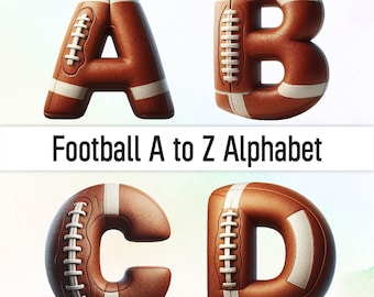 Football Png Football lettre police Clipart Alphabet Png Doodle lettres Png Doodle Alphabet Doodle police lettres 3D Stickers numériques décoratifs