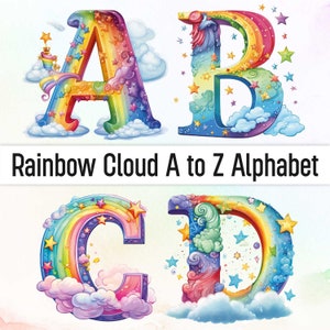 Rainbow Png Clipart Rainbow Letters Alphabet Png Doodle Letters  Rainbow Font Cloud Png Doodle Alphabet Doodle Font Watercolor Clipart
