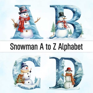 Sneeuwpop clipart sneeuwpop png alfabet clipart sneeuwpop afdrukbare winter clipart doodle alfabet letters aquarel clipart sublimatie ontwerpen
