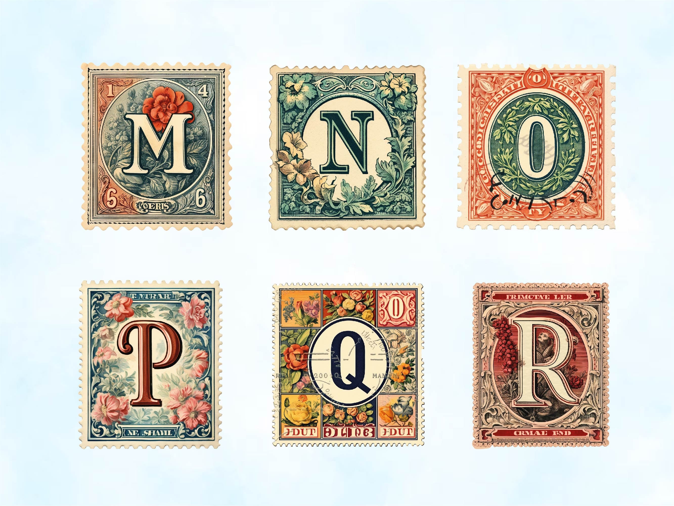 Postsage Signs For Letters Postage Stamps Clipart Junk Journal Kit Alphabet Png Alphabet Clipart ...