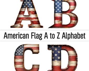 4 de julio PNG 4 de julio PNG Bandera estadounidense PNG Clipart de EE. UU. Alfabeto patriótico americano Letras decorativas Alfabeto Clipart