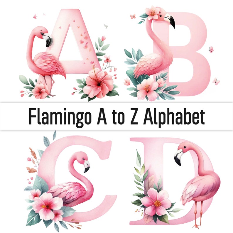 Flamingo Png Clipart Flamingo Font Alphabet Letters Flamingo Print Wallpaper Sticker Doodle Letters Watercolor Clipart Popular Png image 1