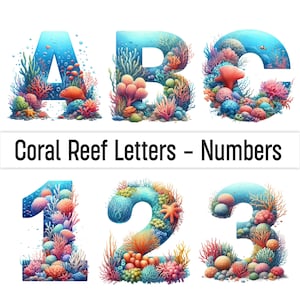 Coral Reef Letters Ocean Font Sea Ocean Alphabet Png Doodle Letters Doodle Font 3D Letras Clipart Leopard Print Bundle Fonte Bundle