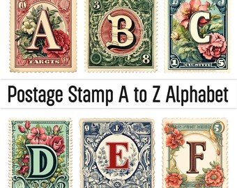 Timbres-poste Clipart journal indésirable Kit Alphabet Png Alphabet Clipart lettres décoratives Png Bundle Clipart Journal fournitures