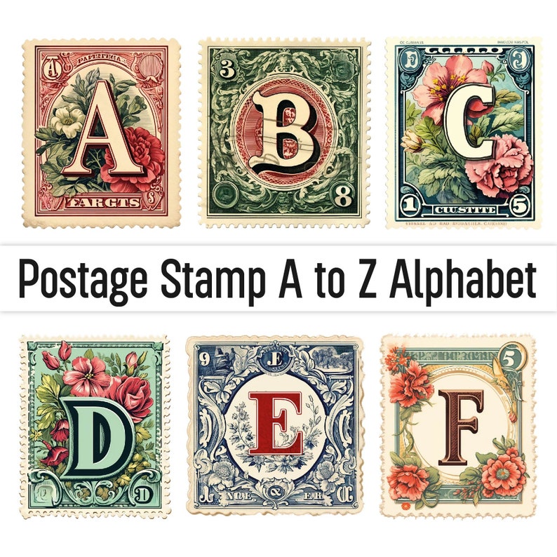 Postsage Signs For Letters Postage Stamps Clipart Junk Journal Kit Alphabet Png Alphabet Clipart ...