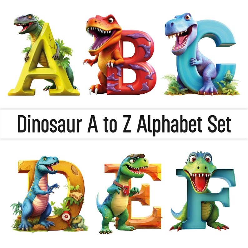 Dinosaur Clipart Png Dinosaur Font Dinosaur Letters Alphabet Png Decorative Doodle Letters Alphabet Clipart Dinosaur Sticker Sublimation Png image 1