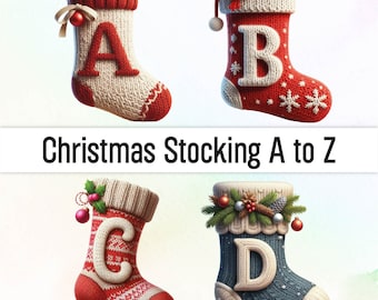 Clipart de bas de Noël personnalisé nom de Noël Png polices de Noël alphabet Png ornement de Noël Kit de bas de Noël personnalisé
