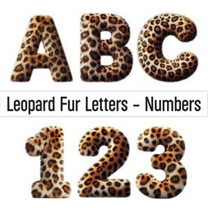 Fuente de letras de leopardo Alfabeto de piel de leopardo Png Letras de garabato Fuente de garabato Clipart de letras 3D Paquete de fuentes con estampado de leopardo