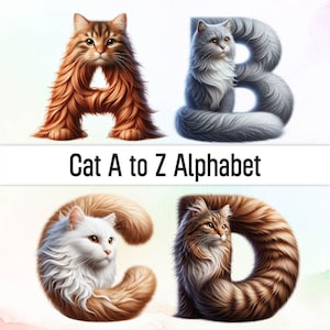 Katzen Png Clipart Katzen Buchstaben Katzenschrift Alphabet Png Gekritzel Buchstaben Png Gekritzelschrift 3D-Buchstaben Digitale Aufkleber Tier Alphabet Sublimation Png